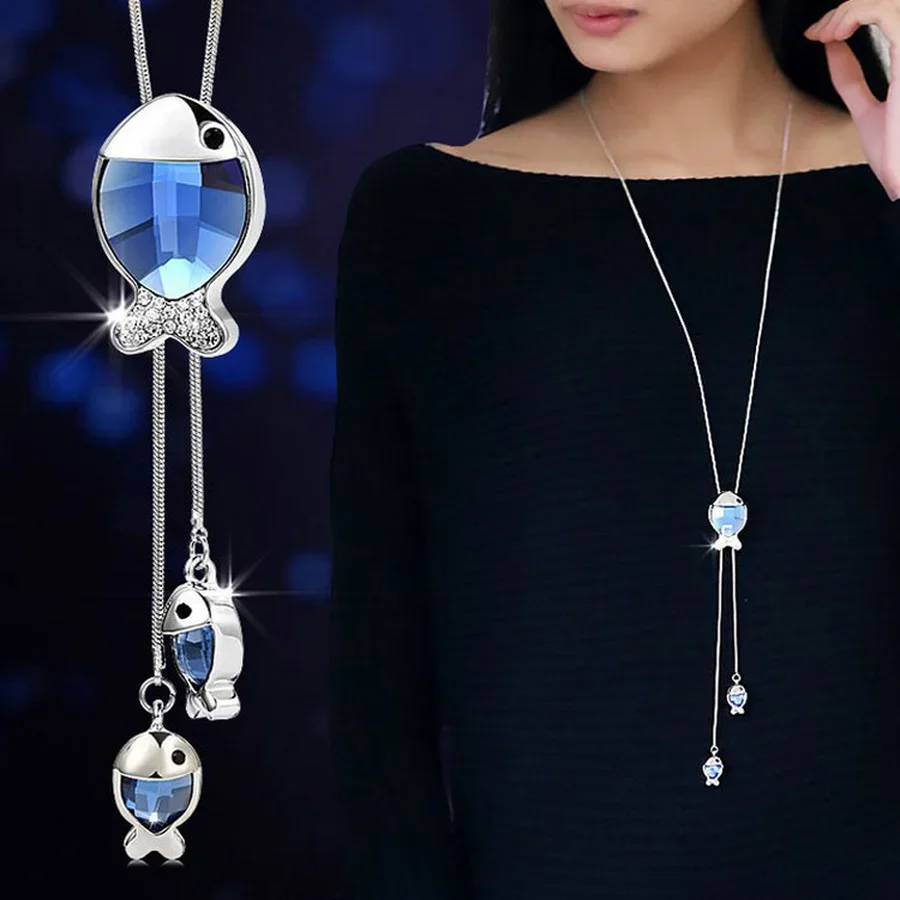 Crystal Wreath Tassel Sweater Chain Long Necklace Korean Flower Zircon Ballerina Girl Charm Pendant Necklace Jewelry for Women