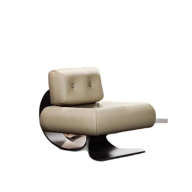 

Minimalist creative single chair Italian living room leisure chair wabi wind design hotel light luxury single sofa leather art