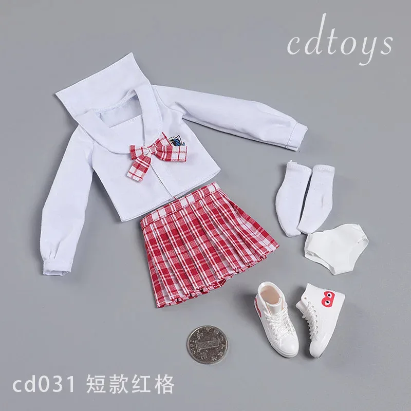 CDtoys CD031 1/6 أنثى الجندي بحار دعوى طالب زي مدرسي J-K تنورة طويلة/قميص نمطين لجسم عمل الشكل 12 بوصة