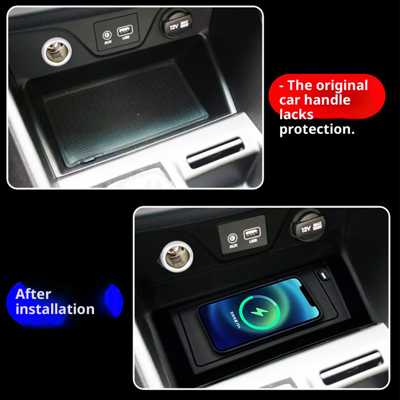 2 Din for Hyundai Tucson 2015-2019 Car Wireless Mobile Phone Charger Center Console Storage 18W iphone fast charge plate holder - view 3