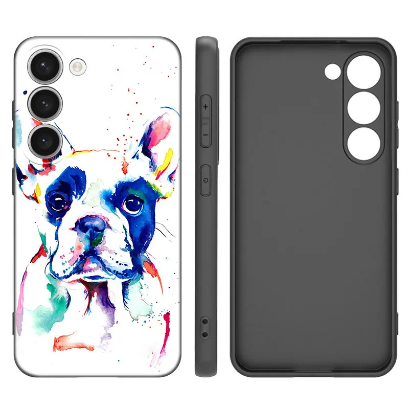 French Bulldog dog animal Black Silicone Phone Case For Samsung Galaxy S23 S21 S20 FE S24 S22 Ultra S10E S10 S9 S8 Plus image 5