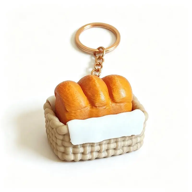 3D Printed Bread Clicker Fidget Toy Mechanical Press Keychain Pendant Stress Relief Decor For Bag Backpack Daily Leisure Use
