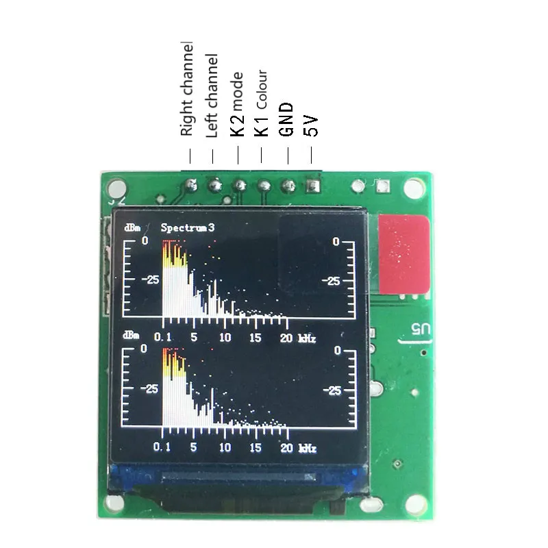 Nvarcher Mini 1.3 Inch Color Screen Multi Mode Spectrum Display Analyzer Equalization Output  5V 300-18kHz
