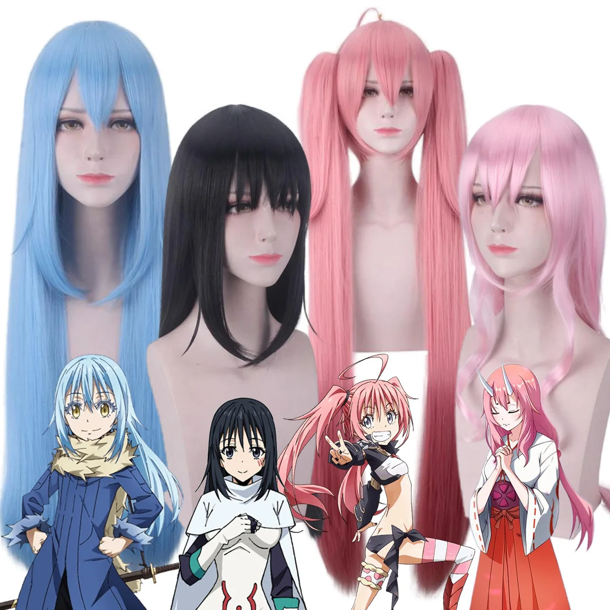 

Synthetic Cosplay Wig Long Blue Pink Heat Resistant Hair Costume Party Halloween Anime Roleplay