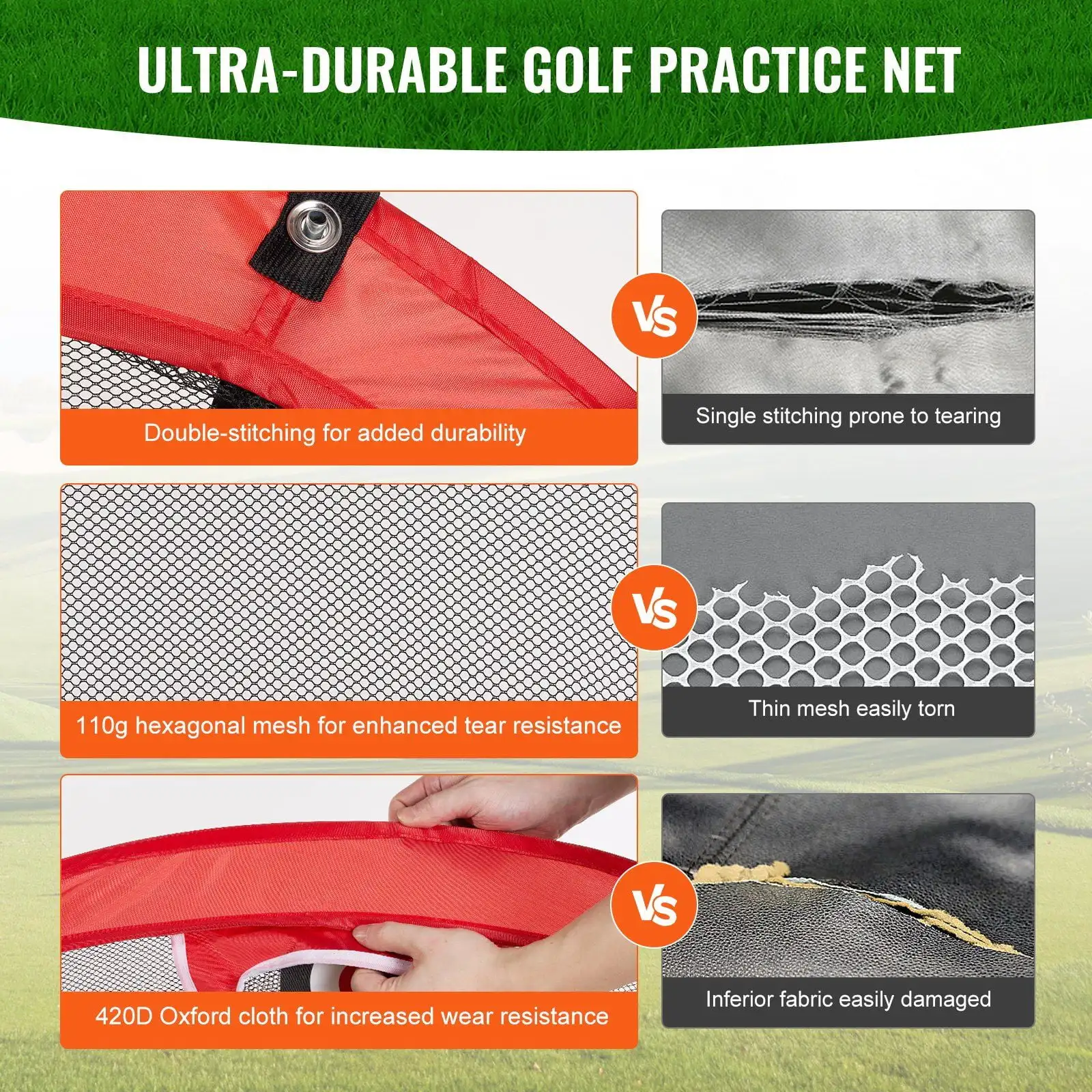 Golf Chipping Net, Pop Up Golf Practice Net, Portable Indoor Outdoor Home Golf Hitting Aid Net with Target and Carry Bag