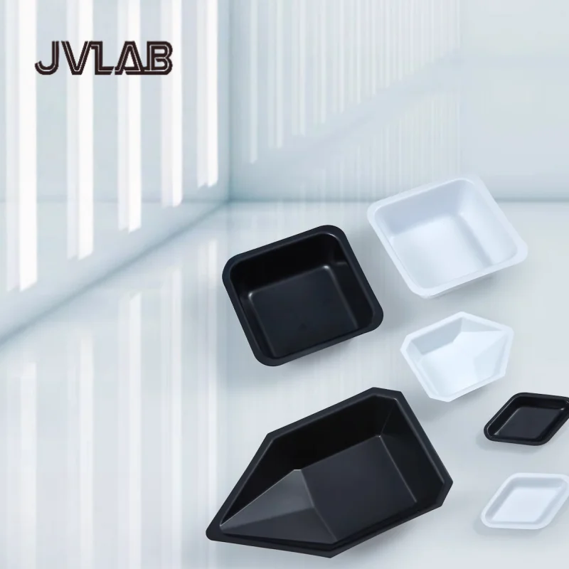 

Anti-Static Weighing Trays – Disposable Balance Dishes Ship-Type L/M/S size Black & White Tissue Culture Labs JVLAB