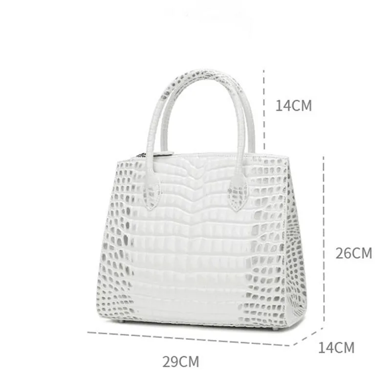 Imagem -06 - Bolsa de Couro Genuíno para Mulheres Bolsa de Pele de Crocodilo Designer de Luxo Marca