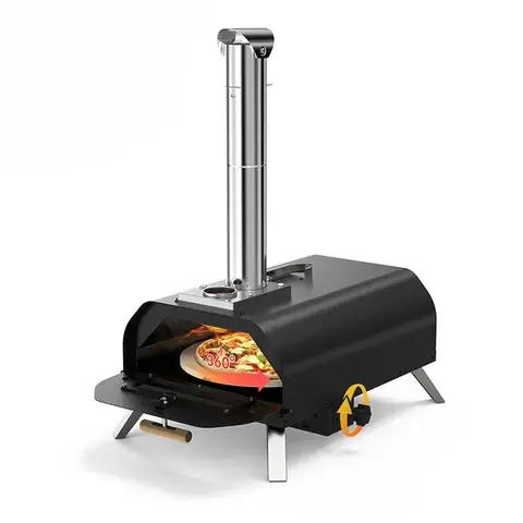 Portable Outdoor Wood Pellet Pizza Oven Multi-Fuel Manual Rotating Stainless Steel Chimney for Wood Fired Pizza