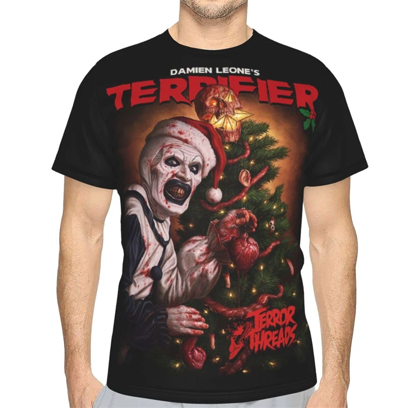 Terrifier 3 T-shirt Horror Movie Festival Merch Black Tee Women Men Crewneck Short Sleeve Streetwear 3D Clothes Polyester Fibre