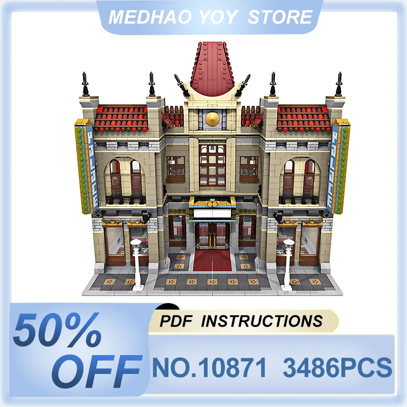 

New MOC-10871 Chinese Cinema Palace Compatible 10232 Modular Buidling Bricks Educational Puzzle Toys Birthday Gifts to Kids