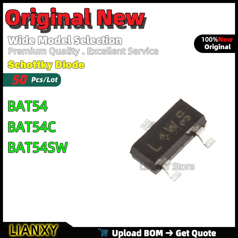 50pcs SOT-23 BAT54 BAT54C BAT54SW Schottky Diode New Original