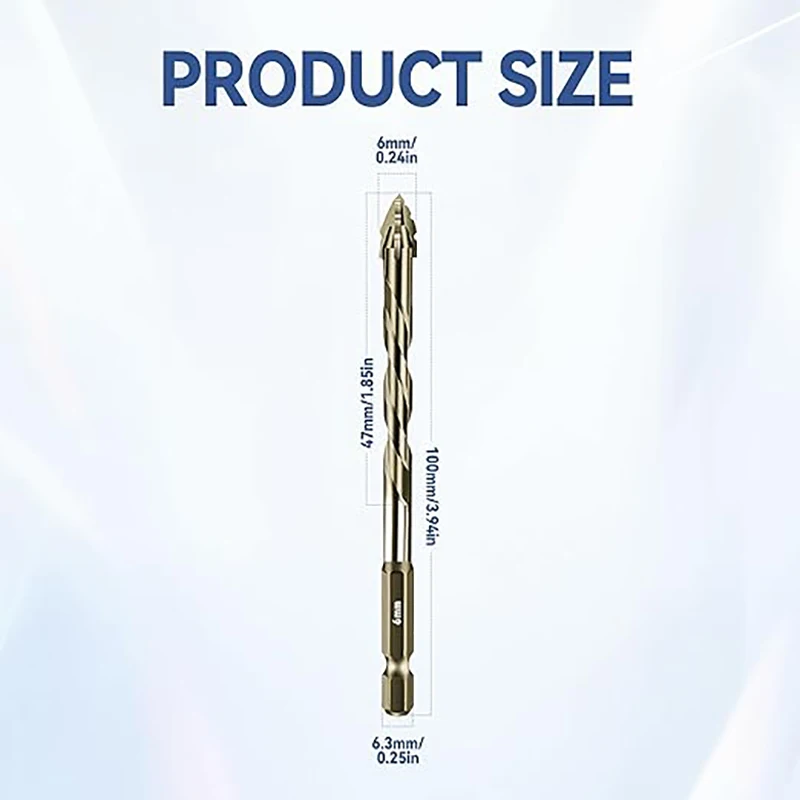 10PCS 6mm Four-Flute Sawtooth Eccentric Drill Bit  for Concrete Tile Ceramic Wood Drilling Tools Multifunction Drill Bit Set