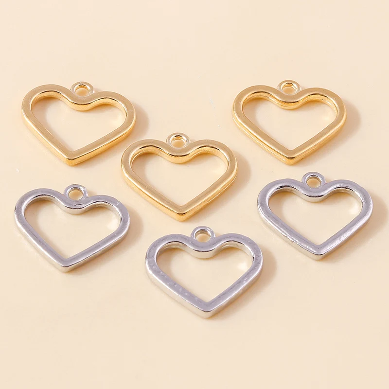 20 Stück 18x16mm Niedliche Gold- und Silberfarbene Legierungs-Herzanhänger für Schmuckherstellung, Halsketten, Ohrringe, DIY-Bastelgeschenk – Detail 5