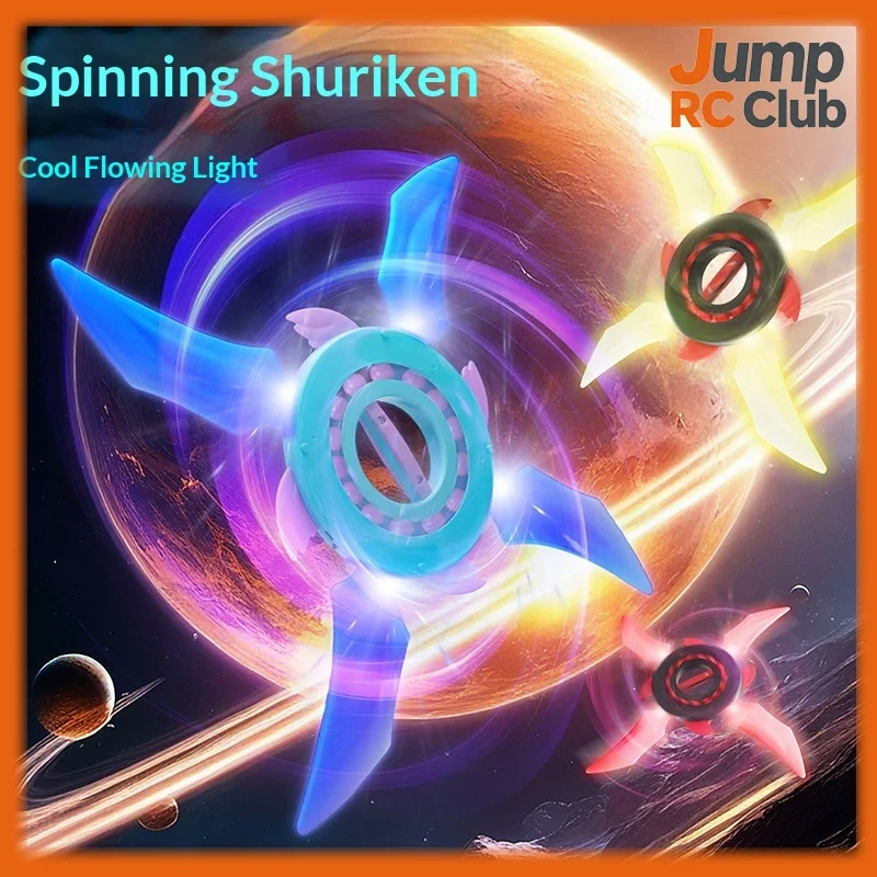 Lichtgevende Ninja Star Fidget Spinner Kleurrijke LED-verlichting Schakelbaar Langdurig Gemakkelijk te spelen Draaiend speelgoed Jongens Kinderen Verjaardagscadeau