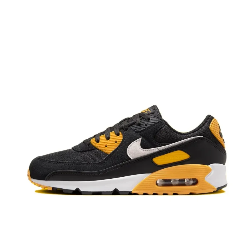 Nike new AIR MAX 90 Low men's sneakers winter breathable comfortable casual shoes non-slip wear-resistant black & leaf yellow