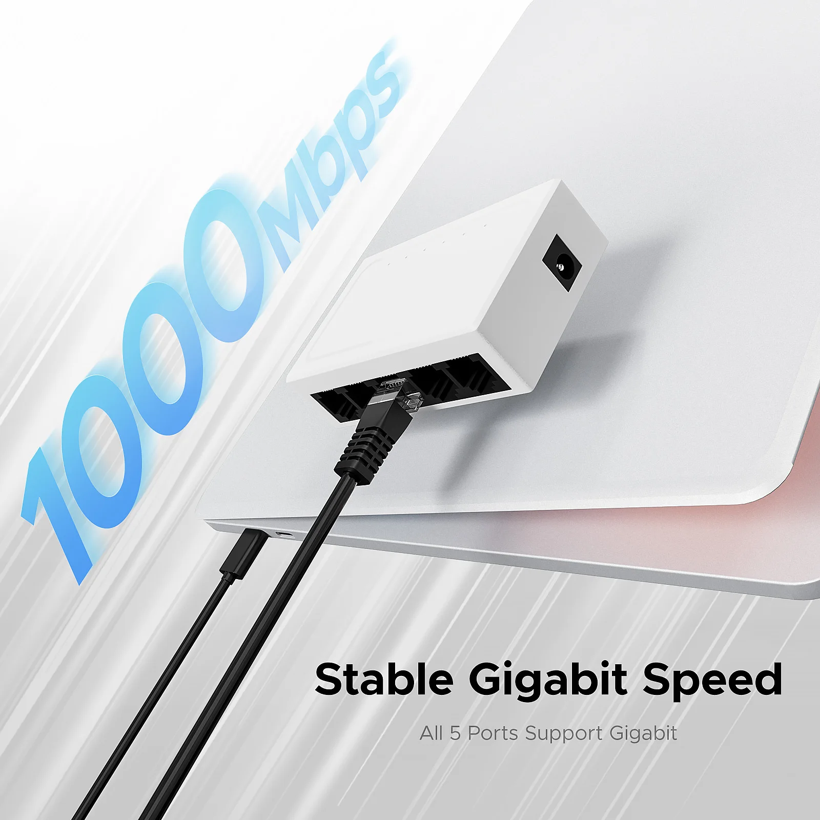 5-Ports Gigabit Switch 5Ports Etherent Switch 1000Mbps Mini Portable Plastic Case Network Switch Ethernet Splitter Lan RJ45 Hub