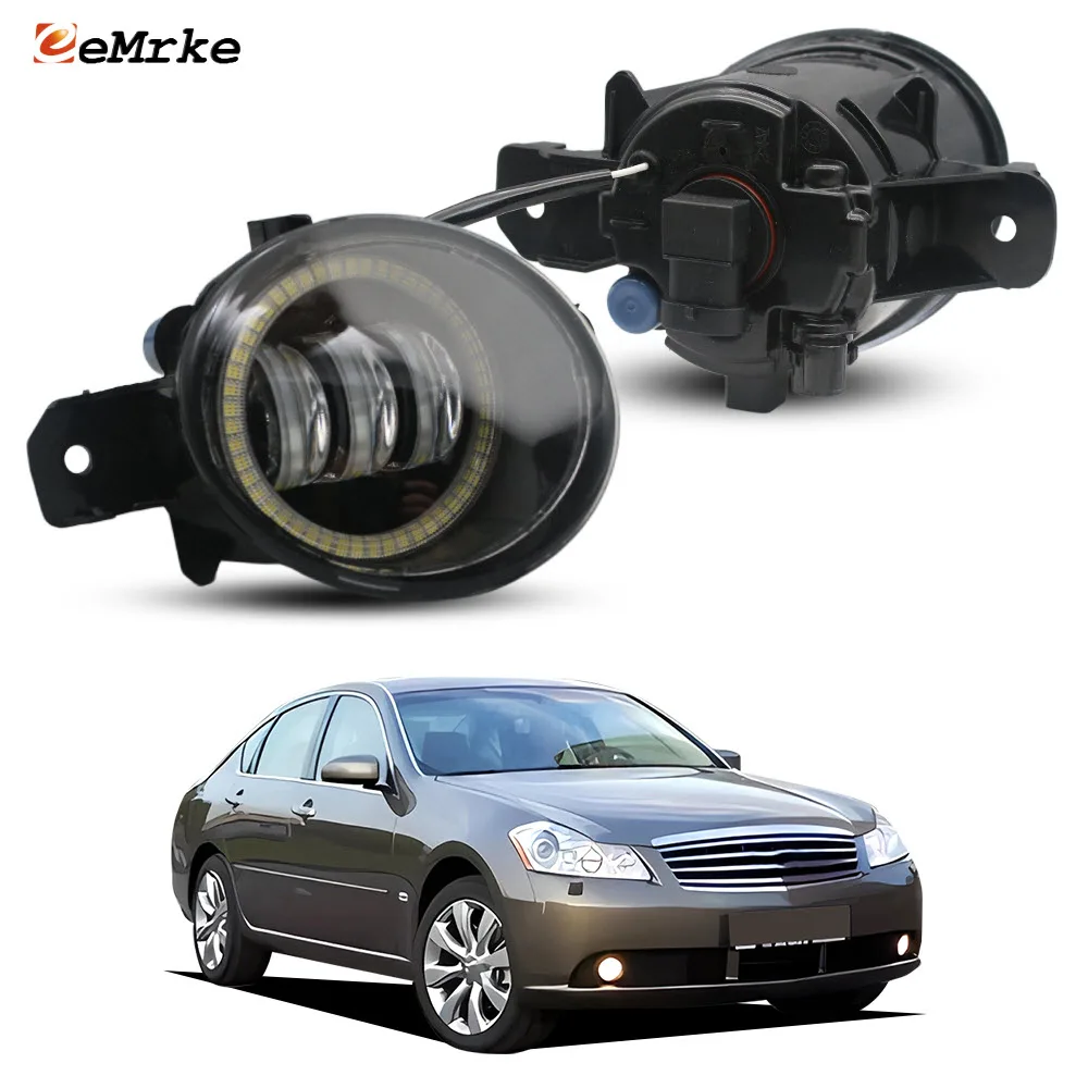 

Модернизированные светодиодные противотуманные фары для Nissan Fuga Infiniti M35 M45 Y50 2006-2009 с LED Angel Eye и дневными ходовыми огнями (DRL)