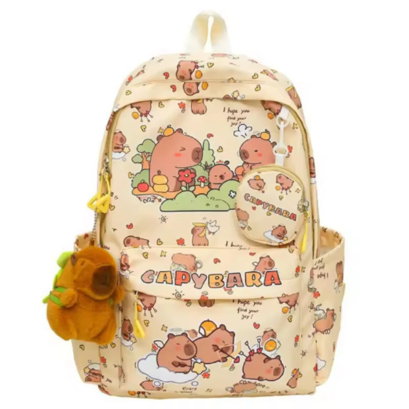 Capybara Print Large Capacity Lightweight Kids Unisex School Backpack Grade School Birthday Gift Essential Nylon 2024 New Trendy