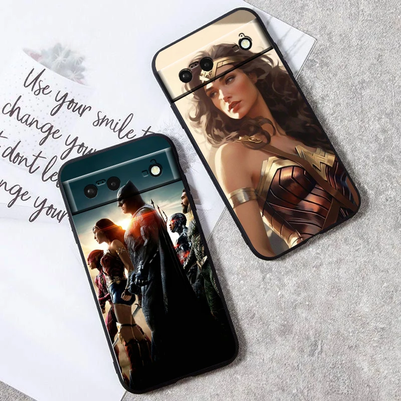 W-Wonders Womans Superhero For Google Pixel 9 8 7A 7 6A 6 5A 5 4 4A XL 5G Black Silicon Shockproof Shell Cover Phone Case