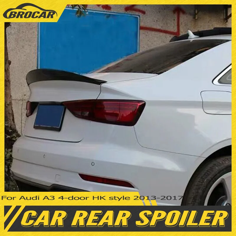 

For Audi A3 4-door car spoiler 2013-2017 HK style FRP/ real carbon fiber spoiler modification of perforated trunk spoiler