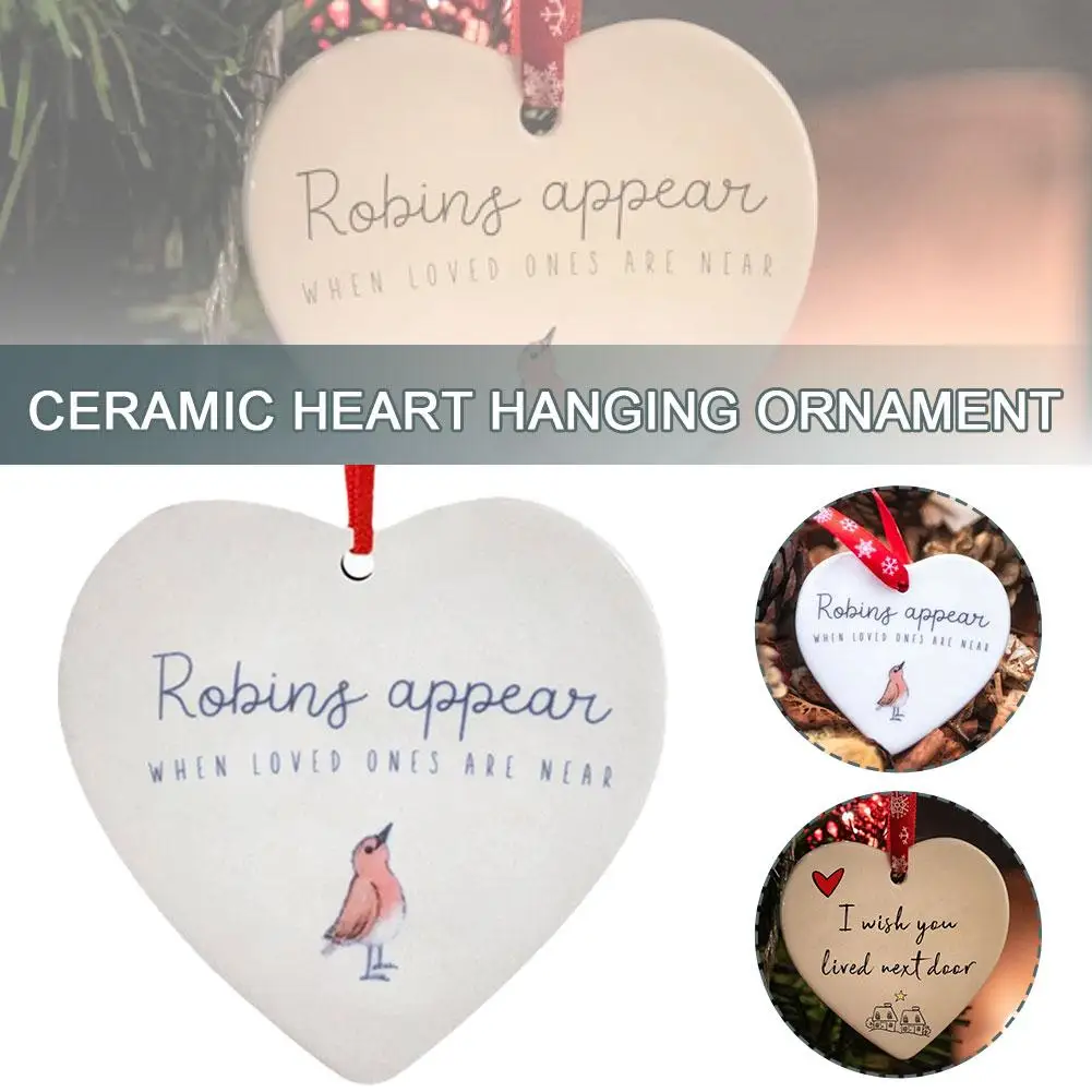 Love Heart Ornament I Wish You Lived Next Door Red Pendant Day Rope Double-sided Hanging Home Ceramics Valentine's Decor Pr L2C4