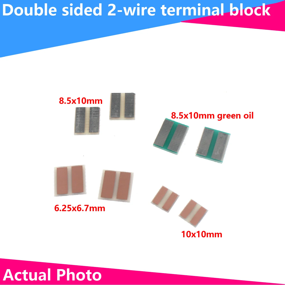 50PCS Double-sided 2-wire terminal board 6.25X6.7 8.5X10 10X10MM universal board Test board PCB empty board