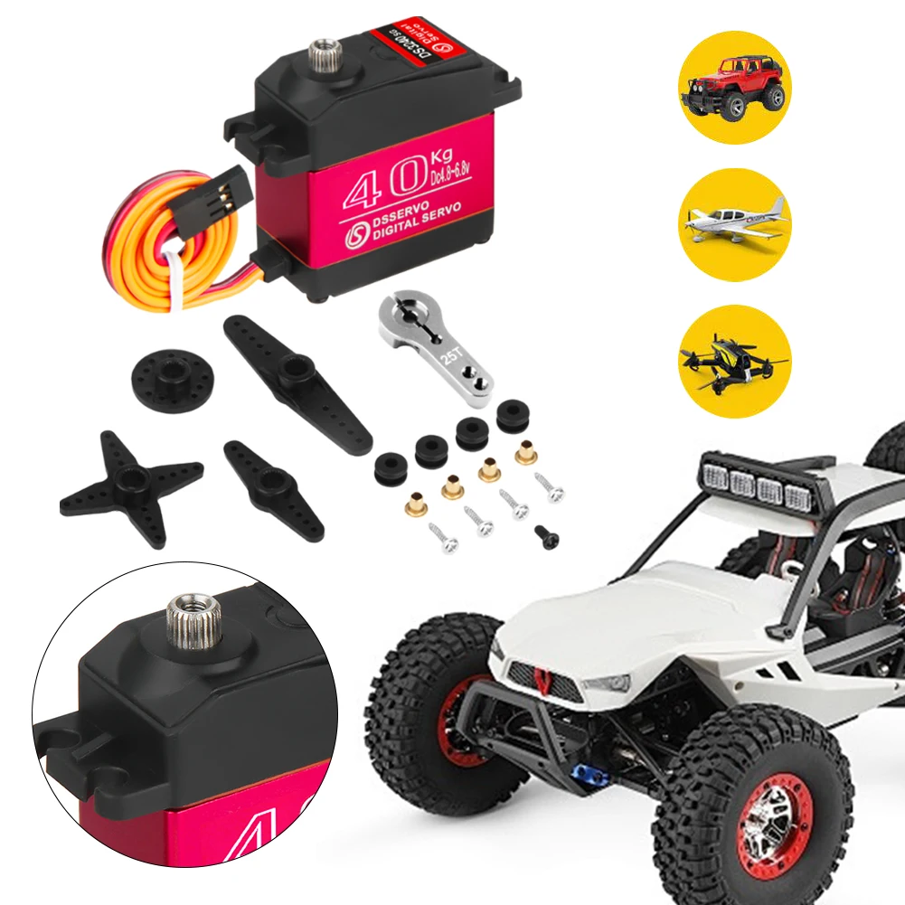 เซอร์โวมอเตอร์ดิจิตอล 40 กก. กันน้ำ เกียร์โลหะเต็มรูปแบบ แรงบิดสูง สำหรับรถบังคับวิทยุ 1/8 1/10 รถครอว์เลอร์ หุ่นยนต์