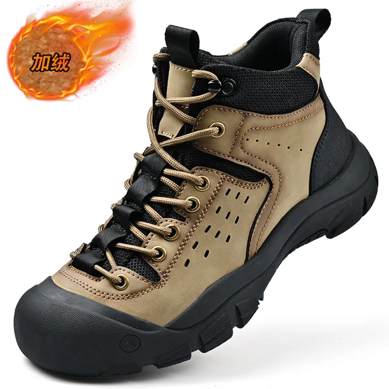 

Зимняя мужская уличная удобная противоскользящая водонепроницаемая мужская обувь для альпинизма с мягкой подошвой и ремешками для спорта и отдыха