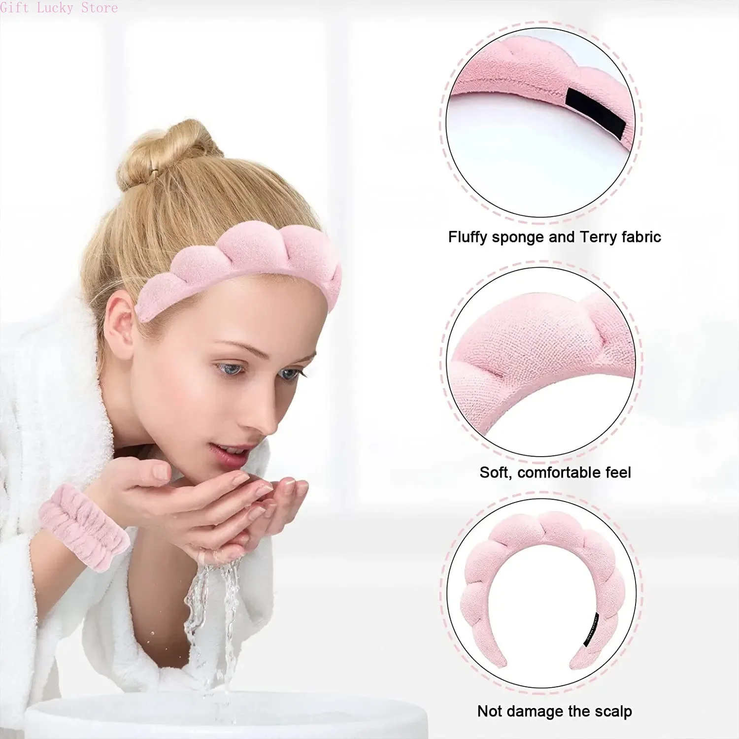 Mode Microfiber Wassen Polsbandjes Scrunchies Gezwollen Hoofdband Spa Bubble Hoofdband voor Wassen Gezicht Make-up Douche Huidverzorging