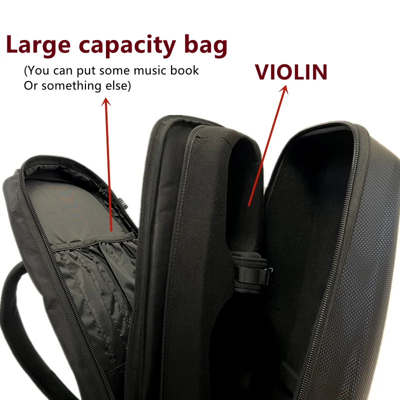 Backpack design composite carbon fiber 4/4 violin Case,Hard Shell Storage Protect Violin box bag Waterproof shockproof backpack