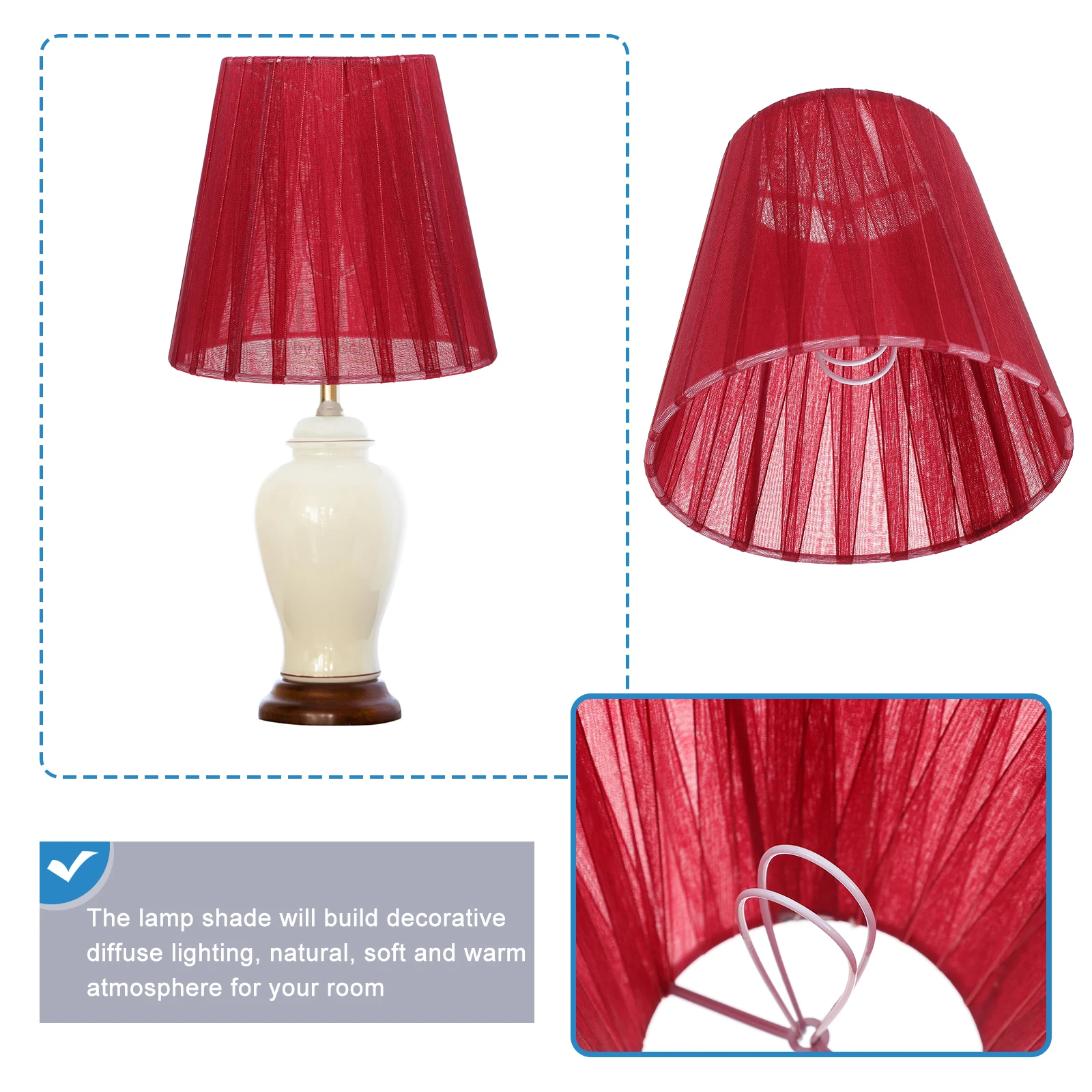 

2Pcs Clip Bulb Lampshade Cloth Art Light Shade for Lamp Ch Cover Protective Dust Proof Warm Atmosphere Bedroom Wall Floor