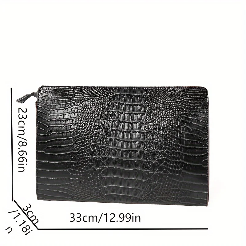 Luxury Crocodile Pattern Men Clutch Bags Brand Designer Business Bag iPad Handbags Fashion Soft Leather Envelope Bag Male Wallet