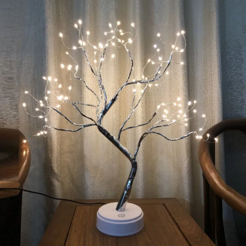 LED Night Light  Fairy Night Lamp Mini Christmas Tree Copper Wire Garland Lamp For Kids Home Bedroom Decoration