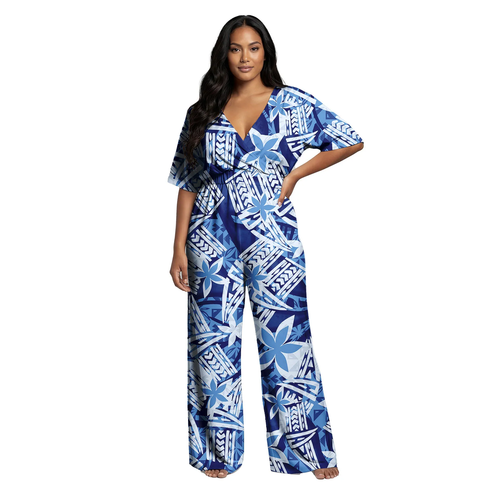In Bulk Samoa Short Sleeve Clothing Custom Design Women Romper Hawaiian Fashion Lady Playsuits Polynesian Casual Ladies Jumpsuit