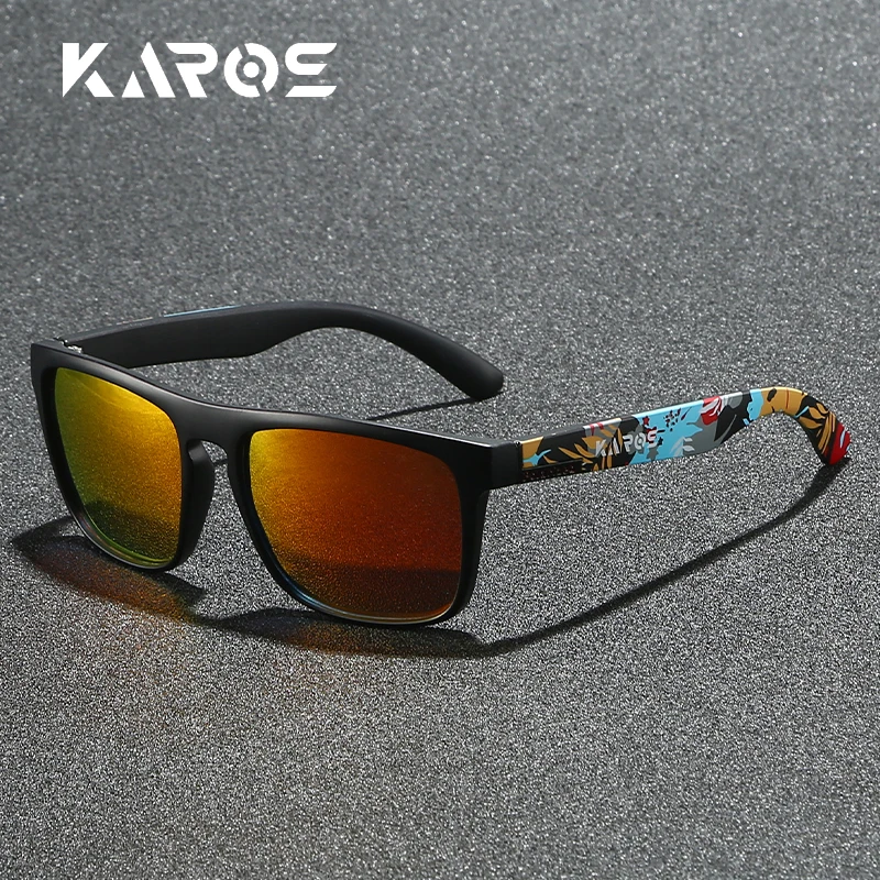 KAROS Polarisierte Sonnenbrille für Herren/Damen, Camo-Rahmen, UV400-Schutz zum Fahren, Angeln, Radfahren