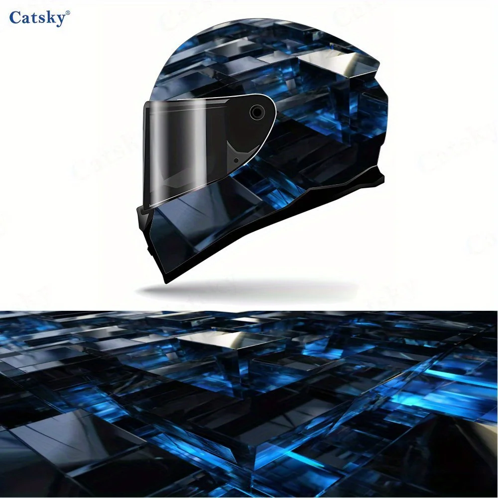 

Abstract Geometrical Full Face Helmet Vinyl Wrap Sticker, Waterproof Scratch-Resistant Self-Adhesive PVC Decals, Artistic Aesthe