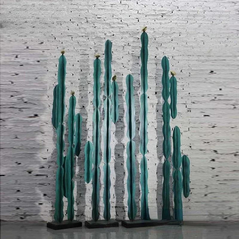 Abstract Iron Large Pieces Furnishings Cactus Sculptured Ornaments Green Decorations