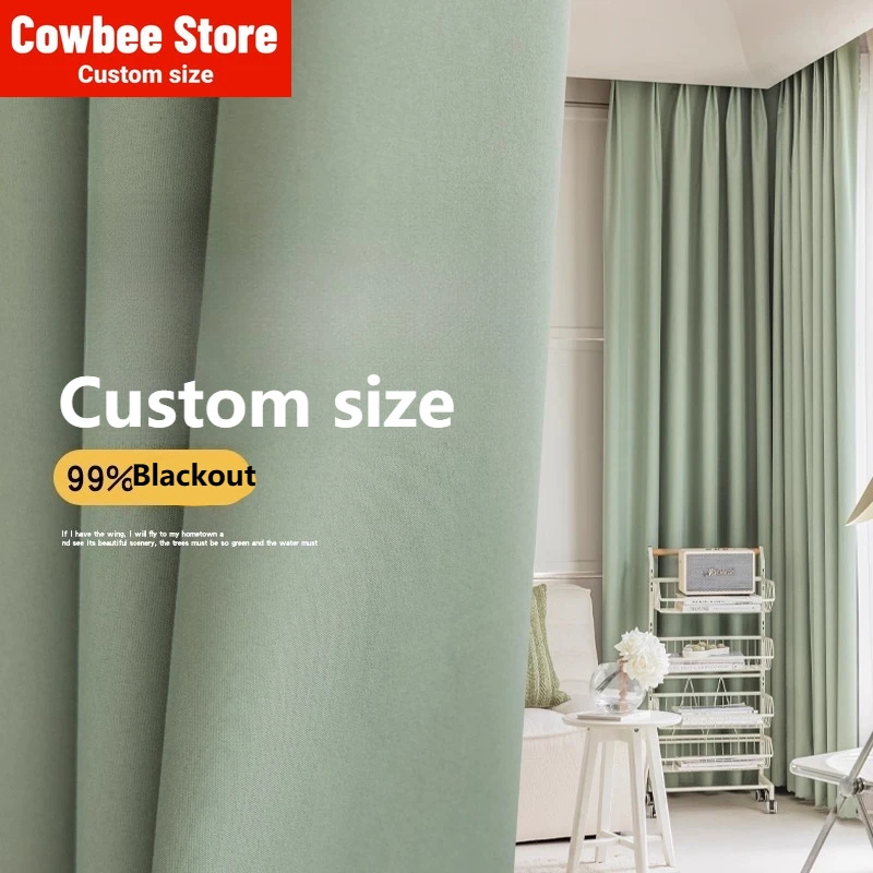 Custom Size Blackout Luxury Double-sided Light-shading Modern Curtains for Living Room Bedroom Dining Modern Decor White Tulle
