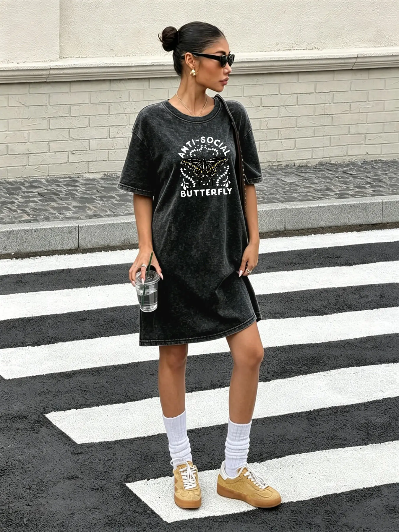 Vintage Washed Retro T-Shirt D - Streetwear Brand With Butterfly recension och pris