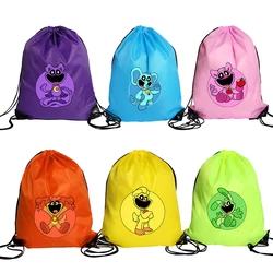 Smiling Critters Drawstring Bags Kawaii Animal Outdoor Sport Travel Bag Cartoon Printed Polyester Gift Bag  Storage Pouch Gift