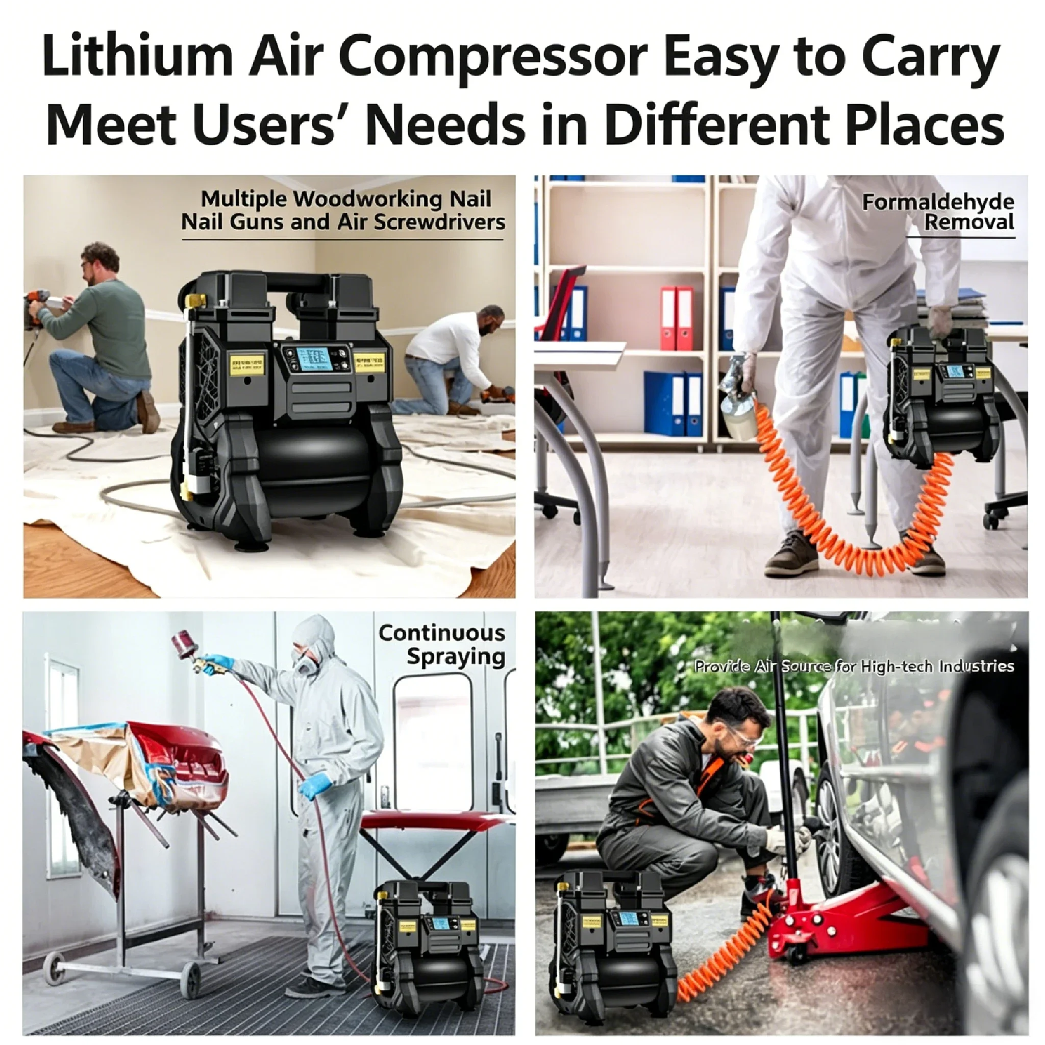 Iron to lithium electric air compressor wireless charging portable small silent high-pressure high-power dual-purpose air pump