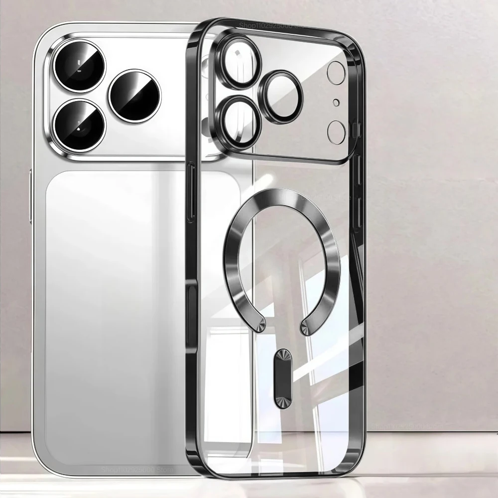 Luxuriöse MagSafe Magnetische Galvanisierte Handyhülle für iPhone 17 Pro Max 17 Pro Stoßfänger-Hülle für iPhone 17 Pro Max 17 Air Transparente Abdeckung