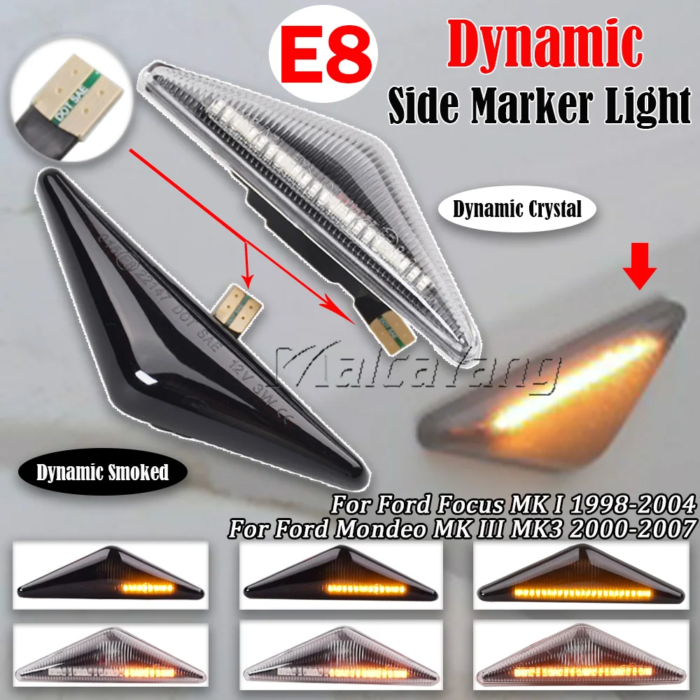 LED Dynamic Side Marker Turn Signal Lights Indicator Blinker Lamp Flowing Side Repeater Light For Ford Focus MK1 Modeo 3 MK3