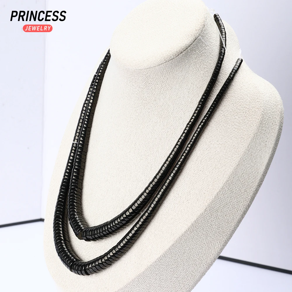 A++ Natural Jet Coal Crystal Necklace 4-10mm Rondelle Loose Beads for Jewelry Making Bracelet DIY Accessories