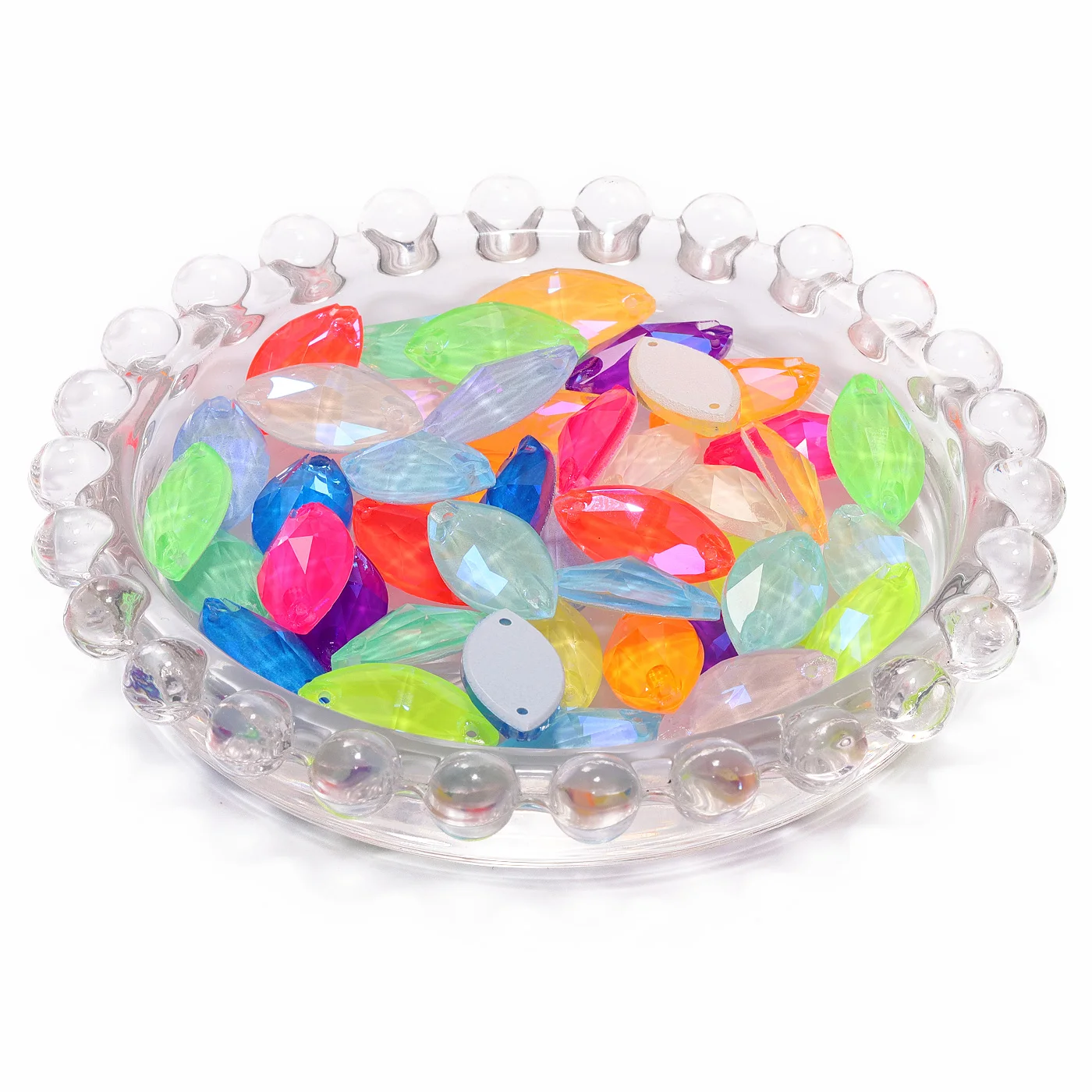 All Size Navette Shaped Glass Flatbase Sewing Rhinestones Electric Neon Series Hotsale Crystal Stones For Garment Decoration
