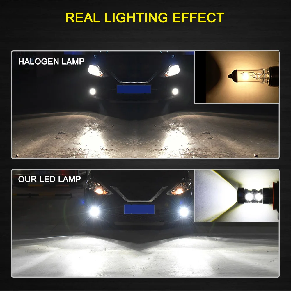 2pcs Car Fog Lights LED H11 PSX24W H7 H16 H10 H8 9006 HB4 Auto Bulb LED 80W Car Daytime Running Light DRL Led Headlight Lamp