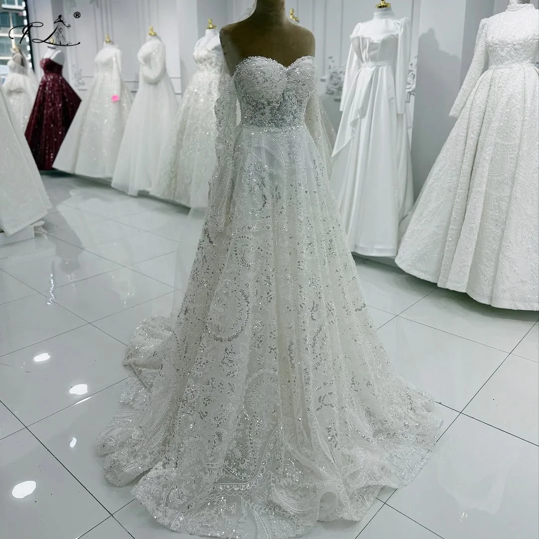 

Изысканное кружевное свадебное платье с вышивкой и рукавами три четверти, жемчужное свадебное платье со шлейфом и блестками, богемное свадебное платье белого цвета