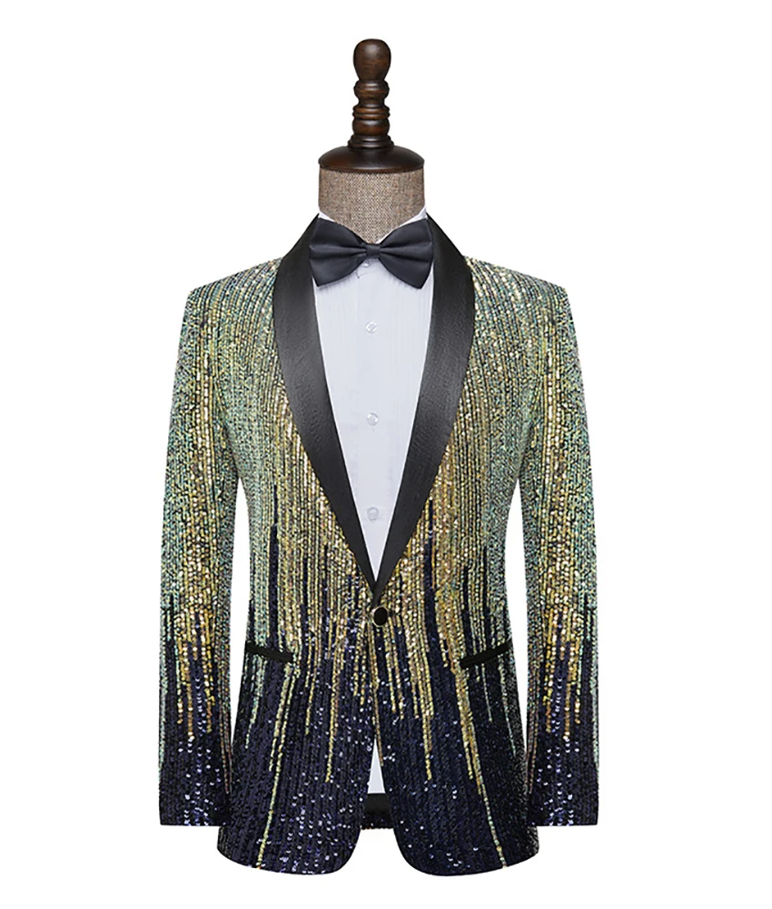 

Men's meteor gradient sequin suit jacket performance outfit, men's stage performance Wedding Party Dress Special Occasion Gowns
