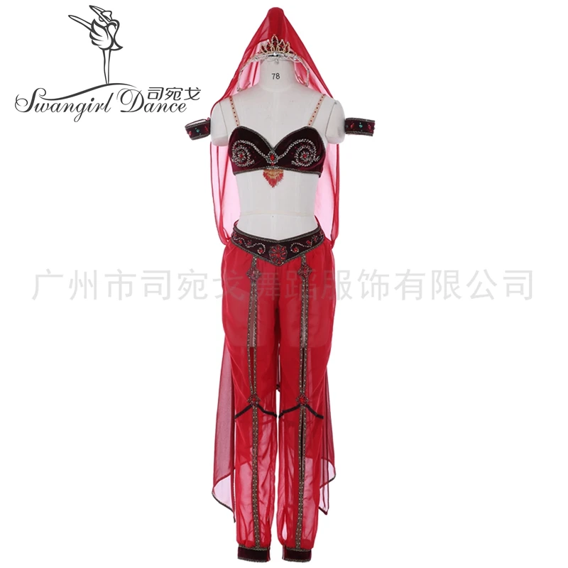 Adult Burgundy La Bayadère Professional Custom Made Oriental Ballet Outfit Nutcracker Arabian Dance Costume BT4192