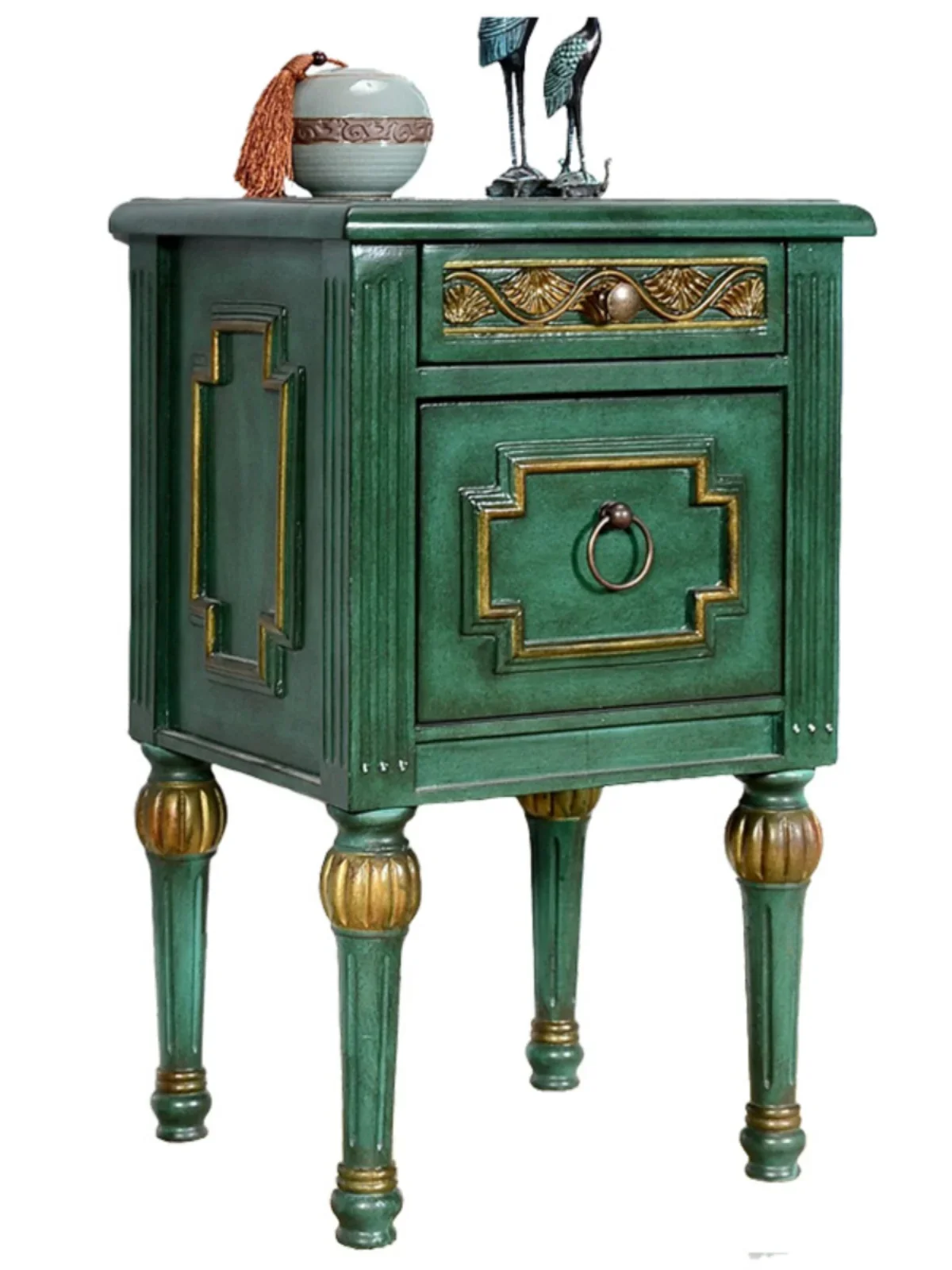 European coffee table living room light luxury simple malachite green bedside table